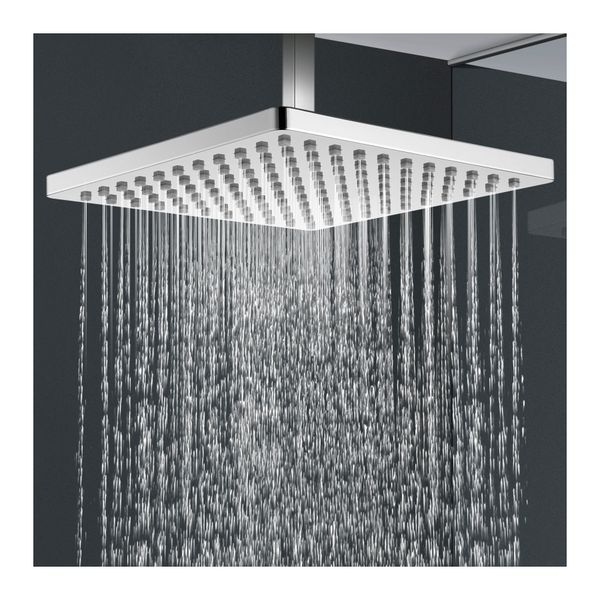 10 Square Plastic Bath Shower Head Only For Wall Ceiling Arm Rail