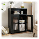 Bathroom Cabinet With 2 Doors And 3 Level Adjustable Shelf Black