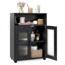 Bathroom Cabinet With 2 Doors And 3 Level Adjustable Shelf Black