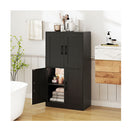 110 Cm Bathroom Cabinet With Doors And Adjustable Shelves Black
