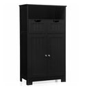 Bathroom Floor Cabinet With Open Shelf And 2 Drawers Black