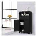 Bathroom Floor Cabinet With Open Shelf And 2 Drawers Black