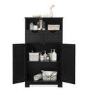 Bathroom Floor Cabinet With Open Shelf And 2 Drawers Black