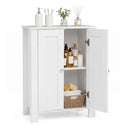 Bathroom Floor Storage Cabinet With Double Door And Shelf White