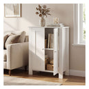 Bathroom Floor Storage Cabinet With Double Door And Shelf White