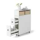 Slim Bathroom Storage Cabinet Movable With 2 Drawers