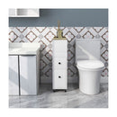 Slim Bathroom Storage Cabinet Movable With 2 Drawers