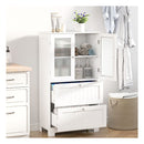 Bathroom Storage Cabinet With 2Drawers And 2Frosted Glass Doors White