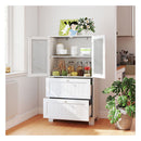 Bathroom Storage Cabinet With 2Drawers And 2Frosted Glass Doors White