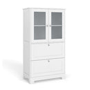 Bathroom Storage Cabinet With 2Drawers And 2Frosted Glass Doors White