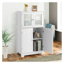 Bathroom Storage Cabinet With Tempered Glass Door And Adjustable Shelf