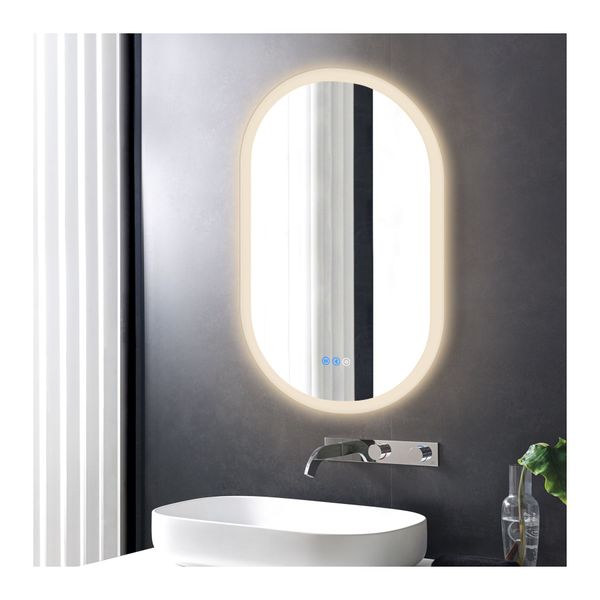 Bathroom Touch Led Light Oval Makeup Wall Mirror 500X800Mm