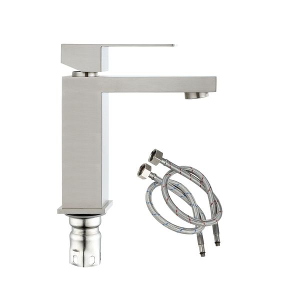 Bathroom Vanity Basin Mixer Tap Stainless Steel Faucet Square Spout