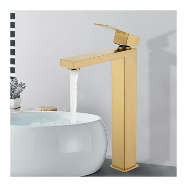 Bathroom Vanity Basin Mixer Tap Stainless Steel Square Spout