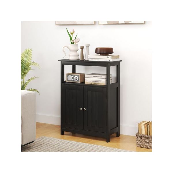 Bathroom Storage Cabinet With 2 Doors And 2 Open Shelves