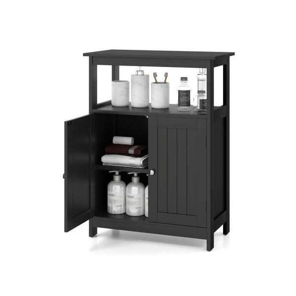 Bathroom Storage Cabinet With 2 Doors And 2 Open Shelves