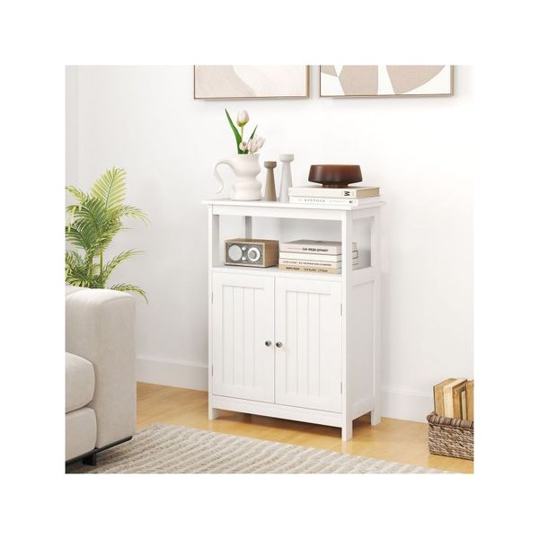 Bathroom Storage Cabinet With 2 Doors And 2 Open Shelves