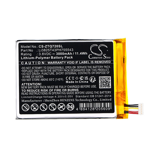 Cameron Sino Cs Ztq720Sl 3000Mah Replacement Battery For Atandt V72M