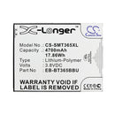 Cameron Sino Cs Smt365Xl 4700Mah Battery For Samsung Sm T360