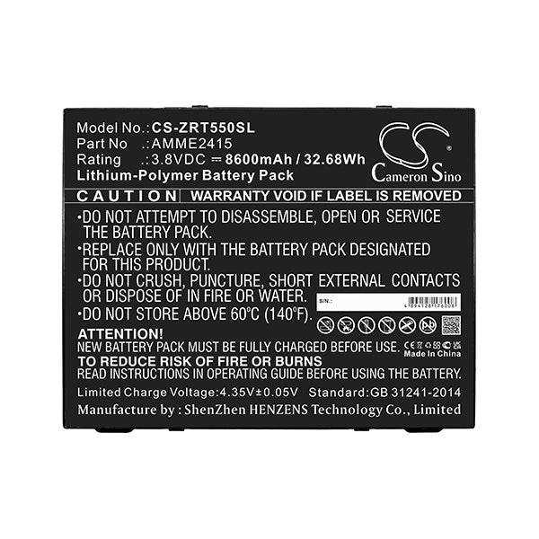 Cameron Sino Cs Zrt550Sl 8600Mah Replacement Battery For Zebra Et50
