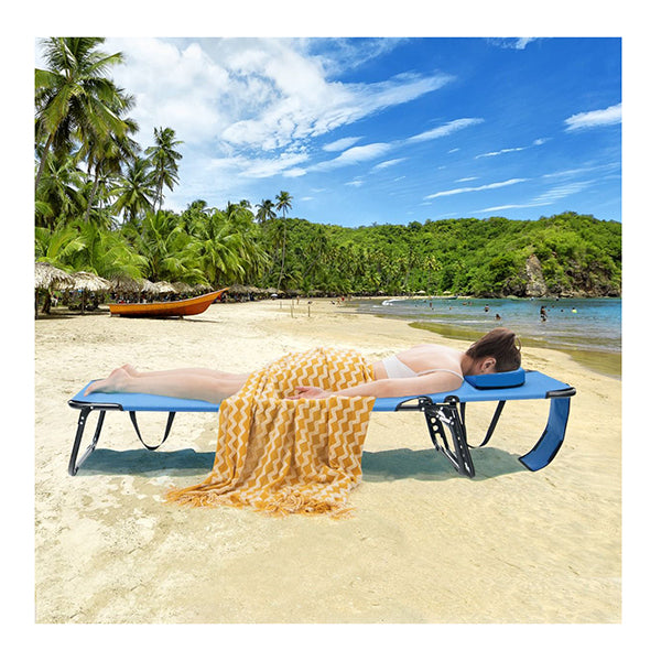 Reclining Beach Chair With Detachable Pillows For Outdoor