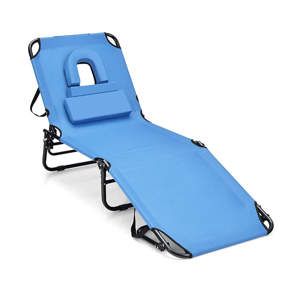 Reclining Beach Chair With Detachable Pillows For Outdoor