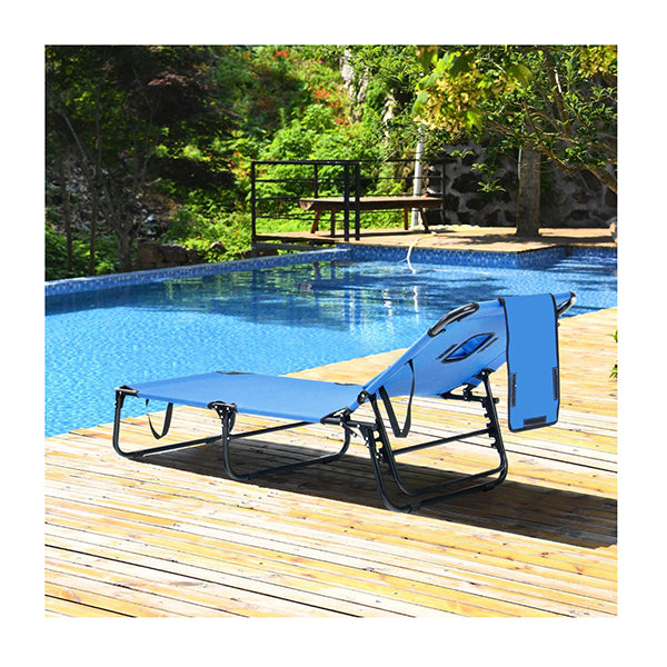 Reclining Beach Chair With Detachable Pillows For Outdoor