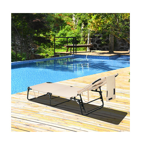 Reclining Beach Chair With Detachable Pillows For Outdoor