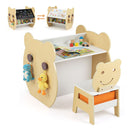 Bear Themed Kids Art Table And Chair Set Natural