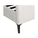 Bed Frame King Bed Base w Headboard Beige Fabric Wooden Slats Metal Legs