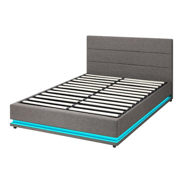 Bed Frame Led Mattress Base With Gas Lift And Storage Space