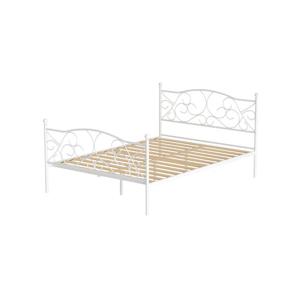 Bed Frame Metal Bed Base Double Size Platform Foundation White Groa