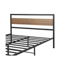 Bed Frame Metal Bed Base Double Size Platform Wooden Headboard Black Drew