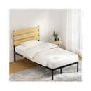 Bed Frame Metal Bed Base King Single Size Platform Foundation Black Paula