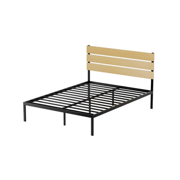 Bed Frame Metal Bed Base Queen Size Platform Foundation Black Paula