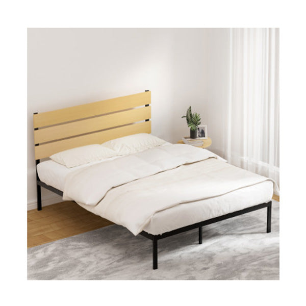 Bed Frame Metal Bed Base Queen Size Platform Foundation Black Paula