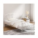 Bed Frame Metal Bed Base Single Size Platform Foundation White Groa