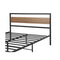 Bed Frame Metal Bed Base Queen Size Platform Wooden Headboard Black Drew