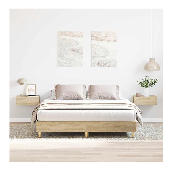 Bed Frame No Mattress Sonoma Oak 150X200 Cm Engineered Wood