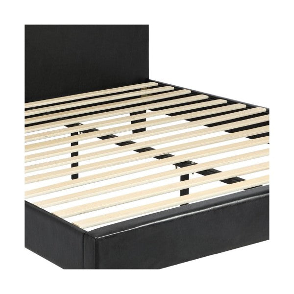 Bed Frame RGB LED Double Size Wood Slats PU Leather