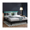 Bed Frame RGB LED Double Size Wood Slats PU Leather