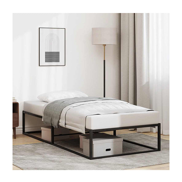 Bed Frame Without Mattress Black 92X187 Cm Single Metal
