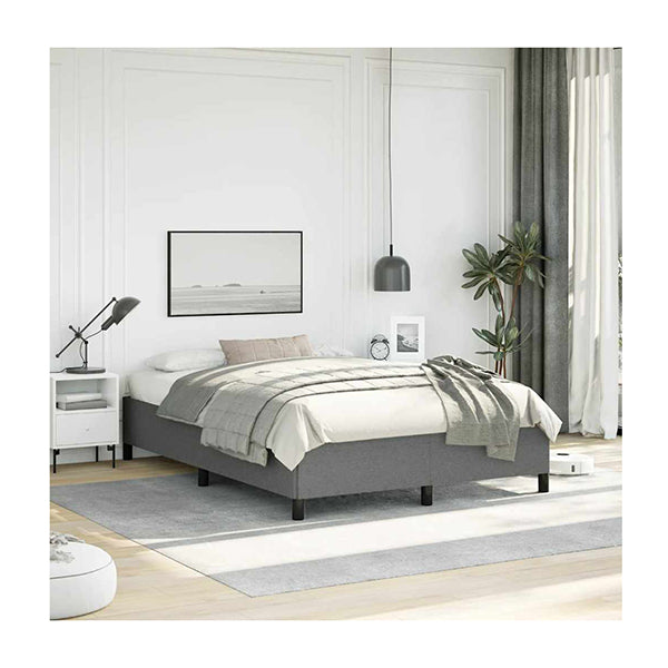 Bed Frame Without Mattress Dark Grey 137X187 Cm Double Fabric