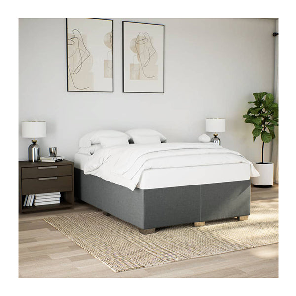 Bed Frame Without Mattress Dark Grey Queen Fabric