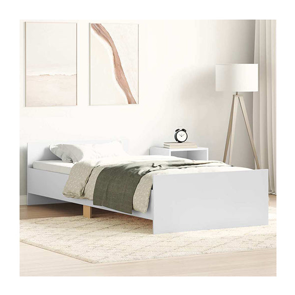 Bed Frame Without Mattress White 90X190 Cm Engineered Wood