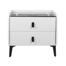 Bedside Table Led Lights Drawers Storage