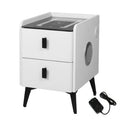 Bedside Table Led Lights Drawers Storage