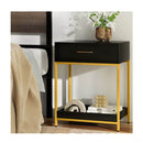 Bedside Table Drawers Side Table Shelf Bedroom Furniture Nightstand Black