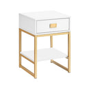 Bedside Table White And Gold
