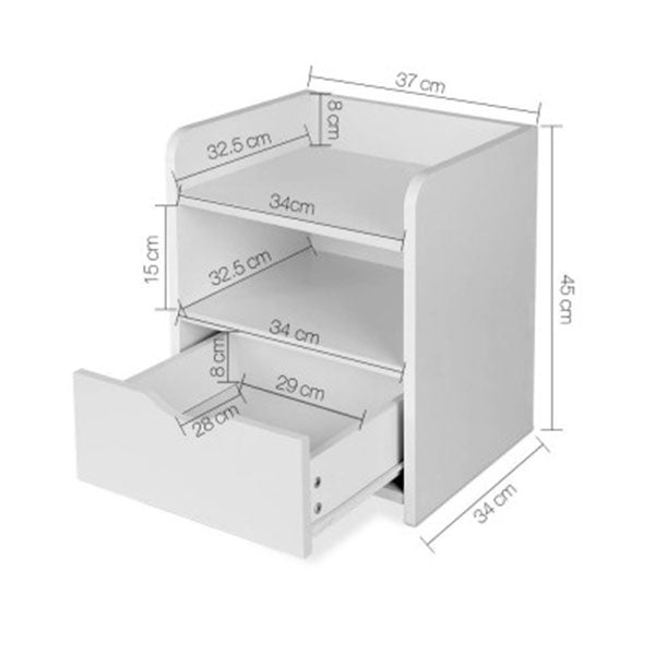 Bedside Table Drawer White